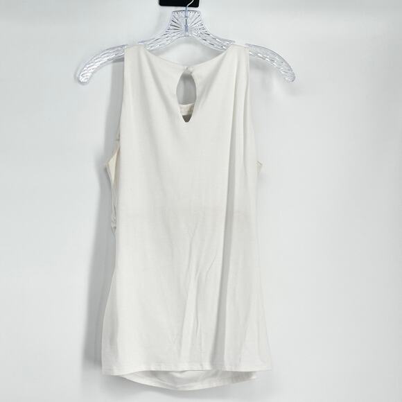 WHBM Women's Ivory Embellished Neckline Tank Tops Size Small Beaded Party Blouse - Picture 4 of 6